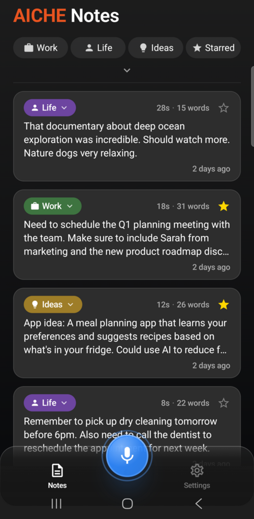 AICHE Notes on Android