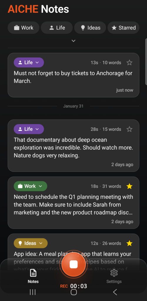 Recording on Android