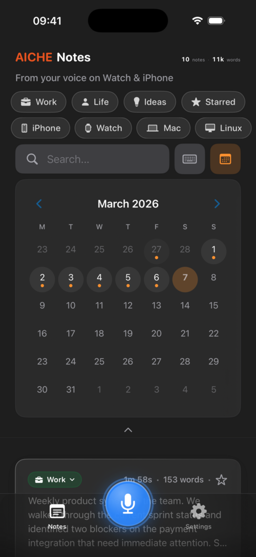 Calendar view