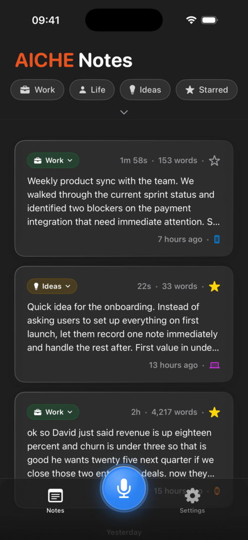 AICHE Notes on iPhone