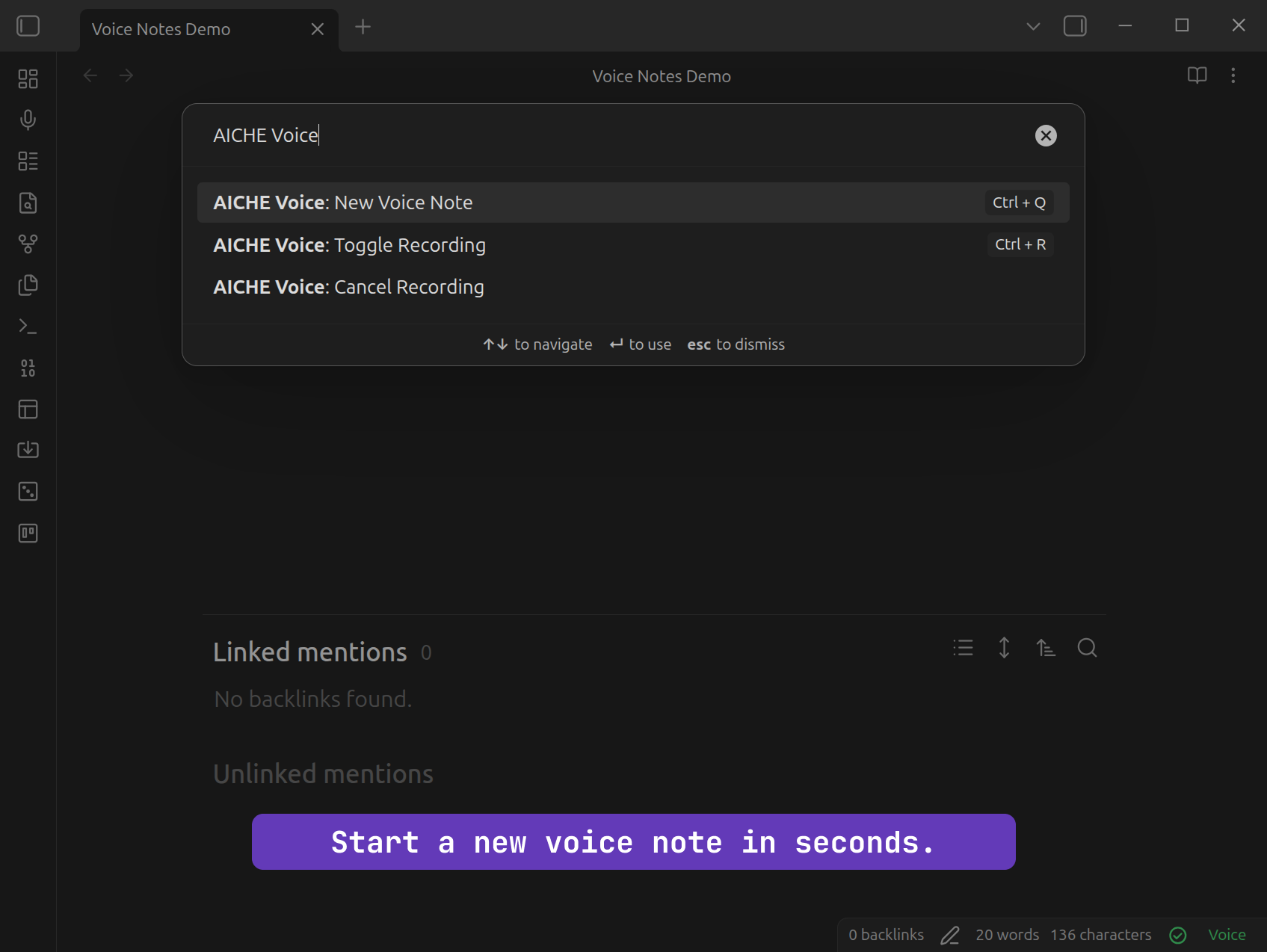 Organized voice notes in your vault