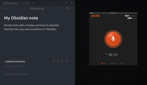 AICHE recording in Obsidian