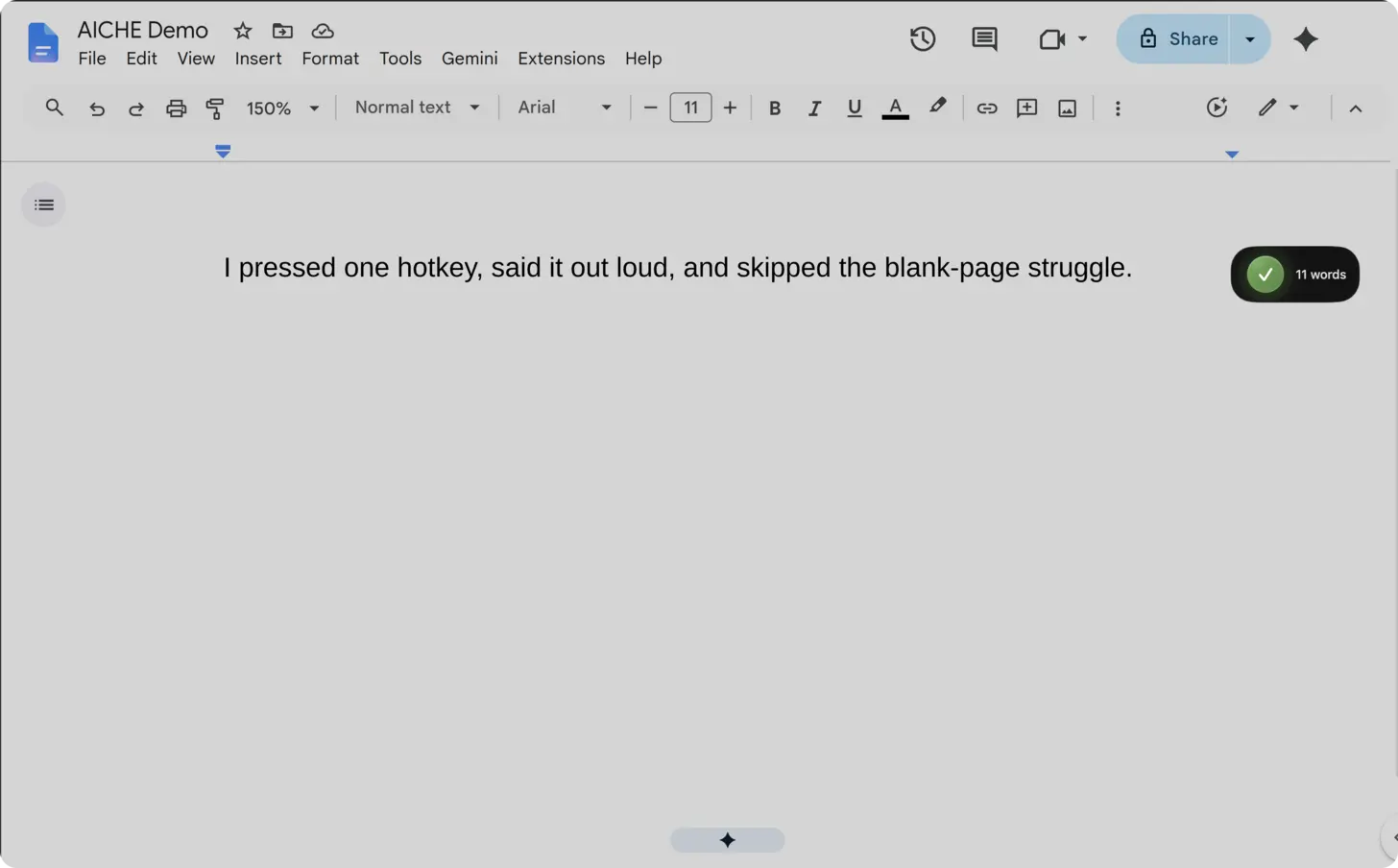 A document drafted with AICHE in Google Docs
